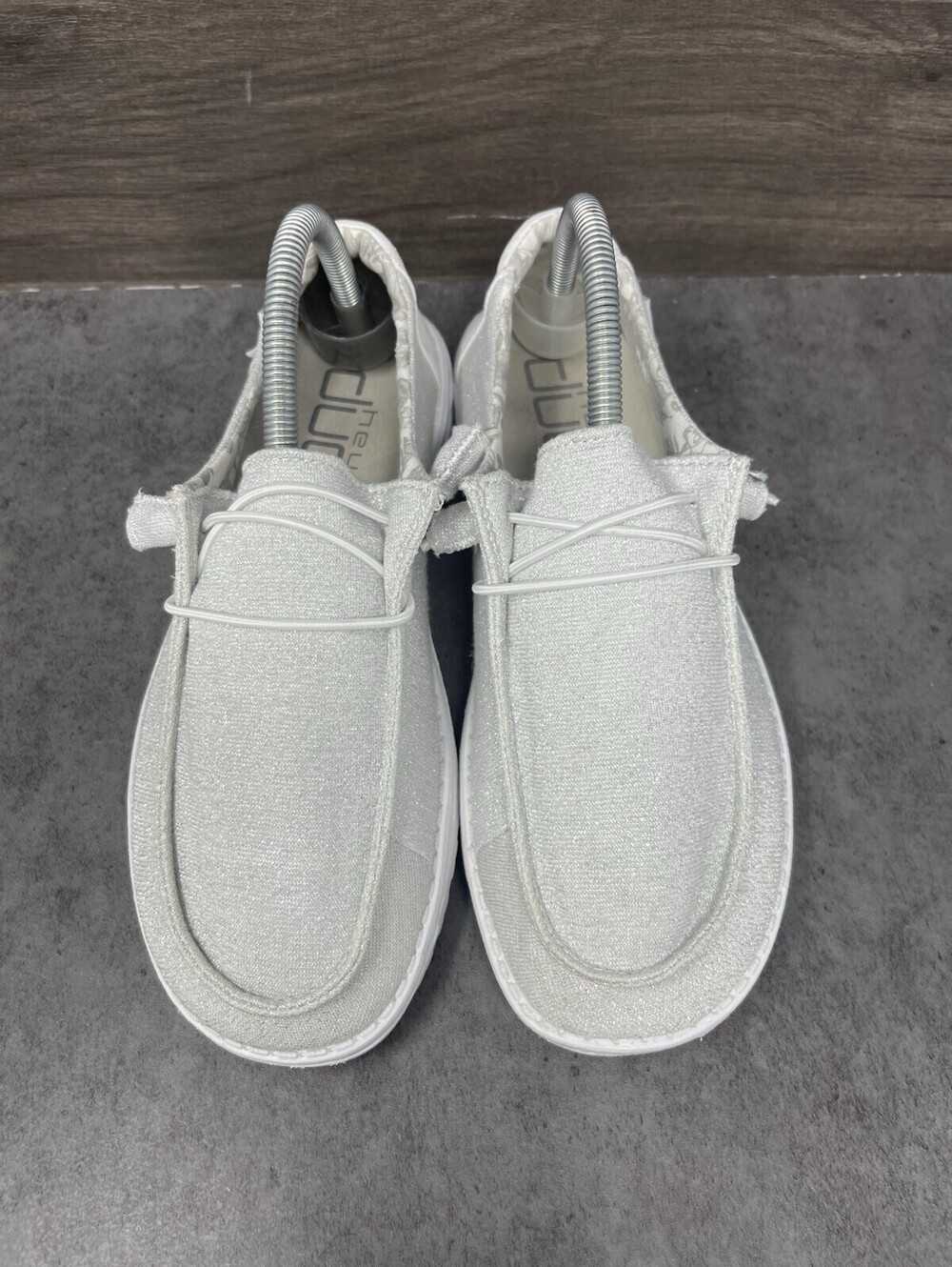 Hey Dude Wendy Sparkling White Shoes Womens Size 9 Slip On Comfort - Picture 3 of 10